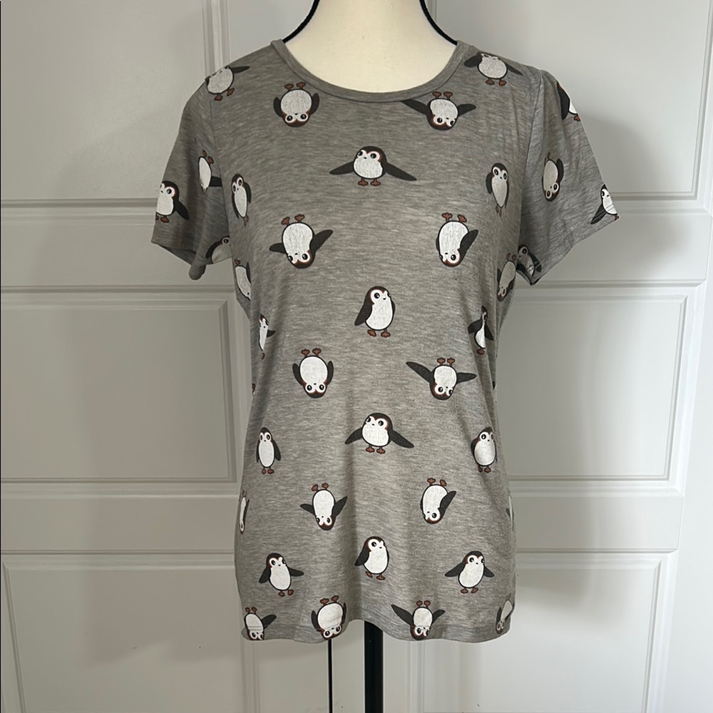 STAR WARS Box Lunch Disney Women’s Porg Gray Fitted Short Sleeve Shirt Last Jedi